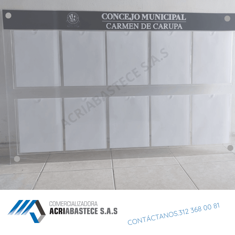 Cartelera con 10 bolsillos acrílicos