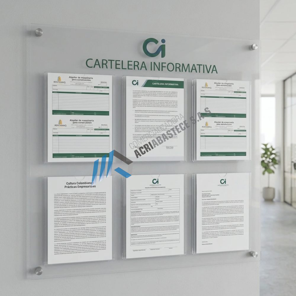 Cartelera de 6 bolsillos acrilicos tamaño carta con logo
