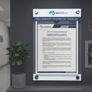 Cartelera de 1 bolsillo acrilico para reglamento