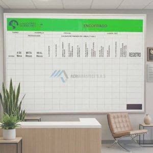 Tablero de Control de Producción en Acrílico 120×160 cm